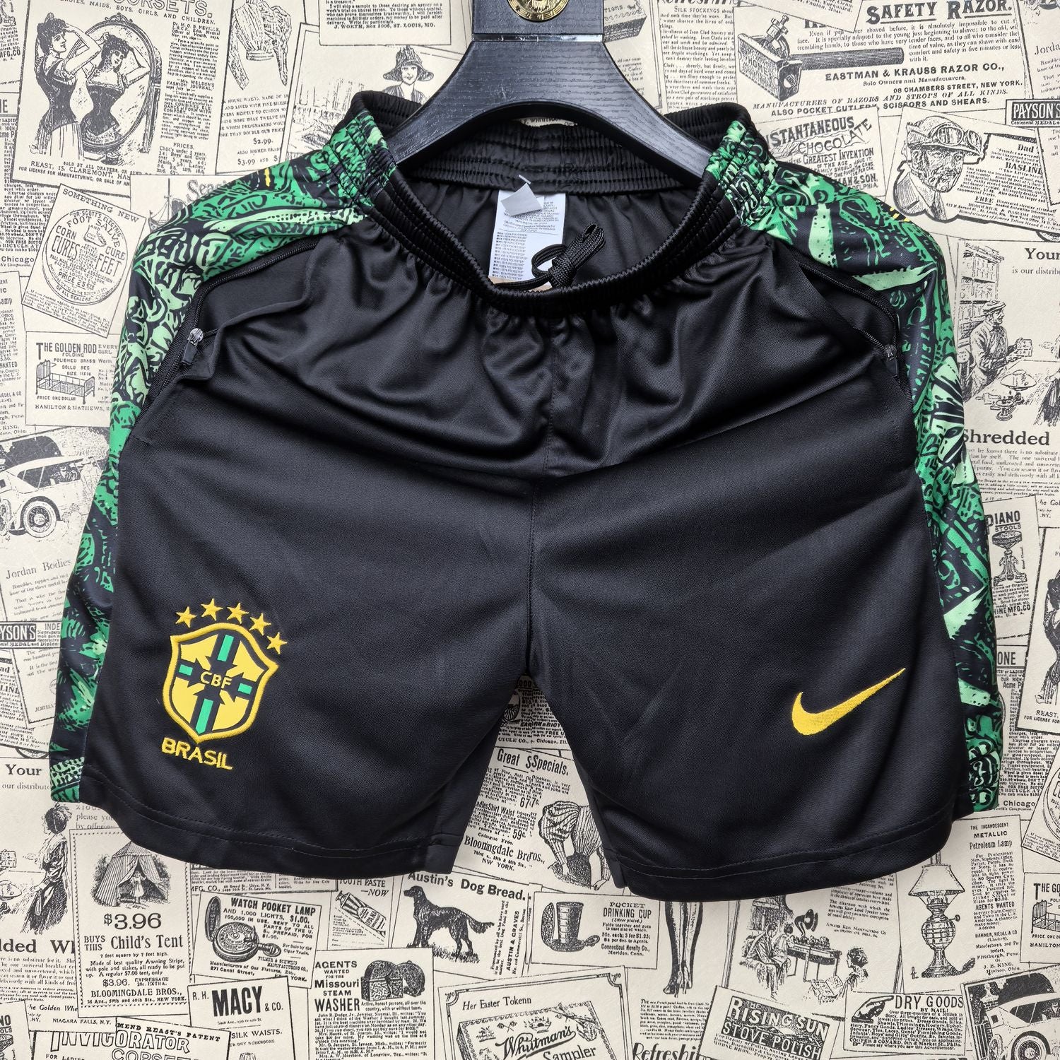 Brazil Pocket Training Shorts Black Green