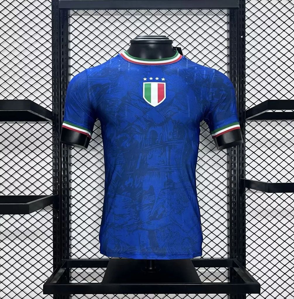 Italy 2024/25 Euro Blue co-branded version Jersey Player Version